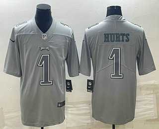 Men's Philadelphia Eagles #1 Jalen Hurts Gray Atmosphere Fashion Stitched Jersey,We sell and wholesale Men's Philadelphia Eagles #1 Jalen Hurts Gray Atmosphere Fashion Stitched Jersey on line form chian!